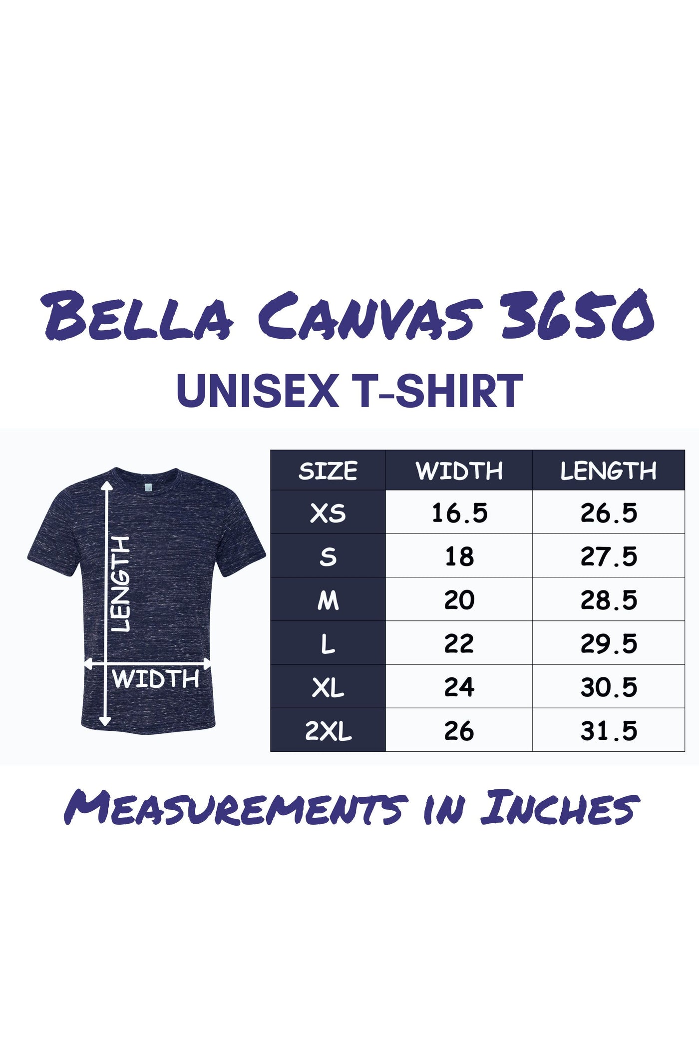 Measurements for Unisex short sleeve t-shirts. Width is measured horizontally as the shirt is laid flat. Extra small width is 16 and one half inches, small is 18 inches wide, medium is 20 inches wide, large is 22 inches wide, extra large is 24 inches wide, and the double x l is 26 inches wide.