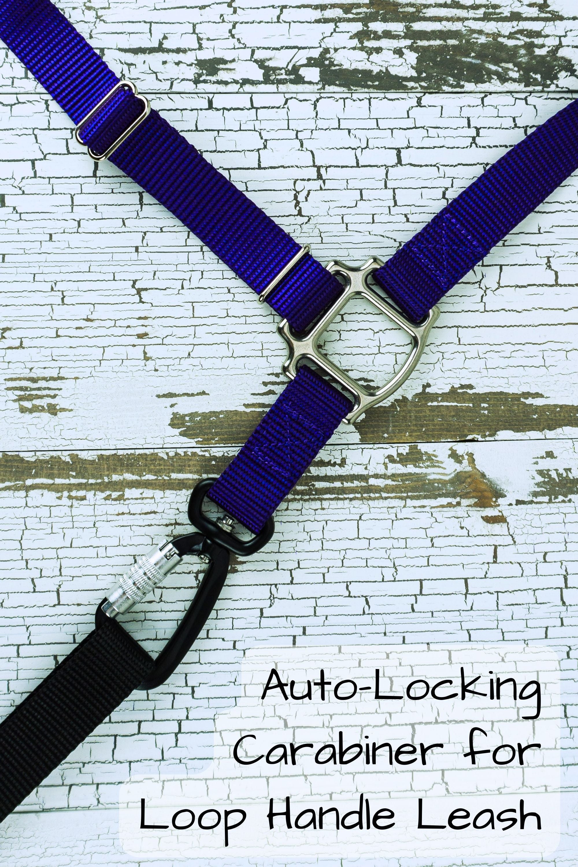 The second hardware configuration is with an auto locking carabiner that a standard loop handle leash can connect to.