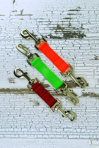 Heavy duty backup straps are shown in a flat lay, available in two hardware styles and multiple webbing colors.