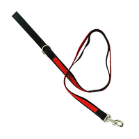 handheld traffic loop dog leash in black and red.