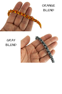 Light weight braided paracord is available in orange blend or grey blend