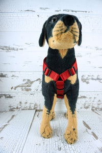 Metal free y front dog harness features nylon webbing and all plastic hardware.